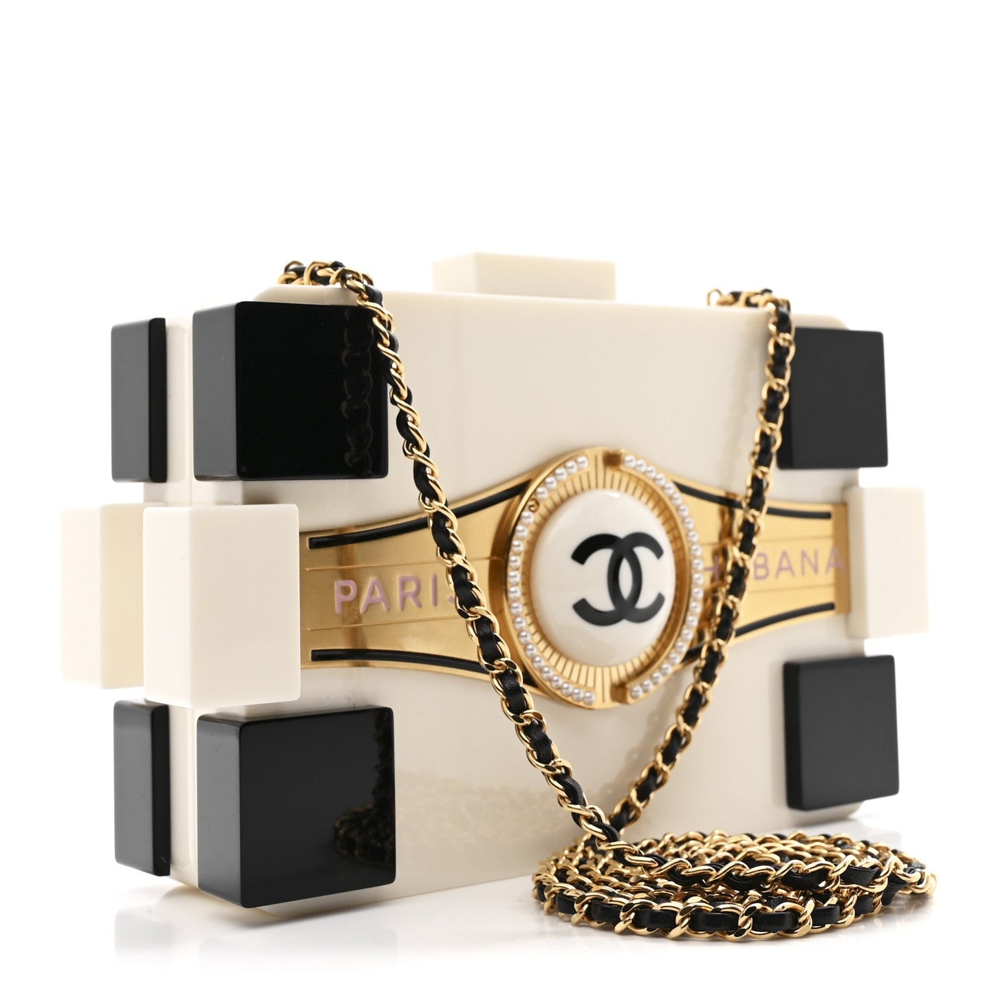 Plexiglass Boy Brick Havana by Night Clutch White Black