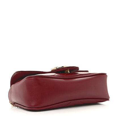 Calfskin Matelasse Super Mini GG Marmont Shoulder Bag Rosso Ancora