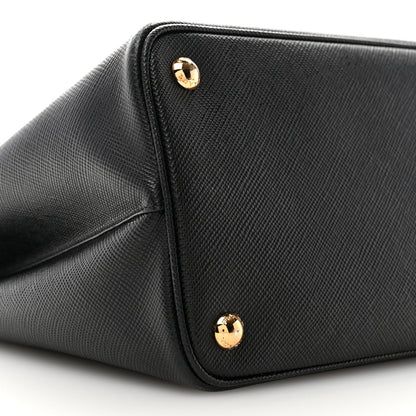 Saffiano Cuir Medium Double Bag Black Fuoco
