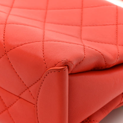 Lambskin Quilted Medium Trendy Spirit Top Handle Bag Orange