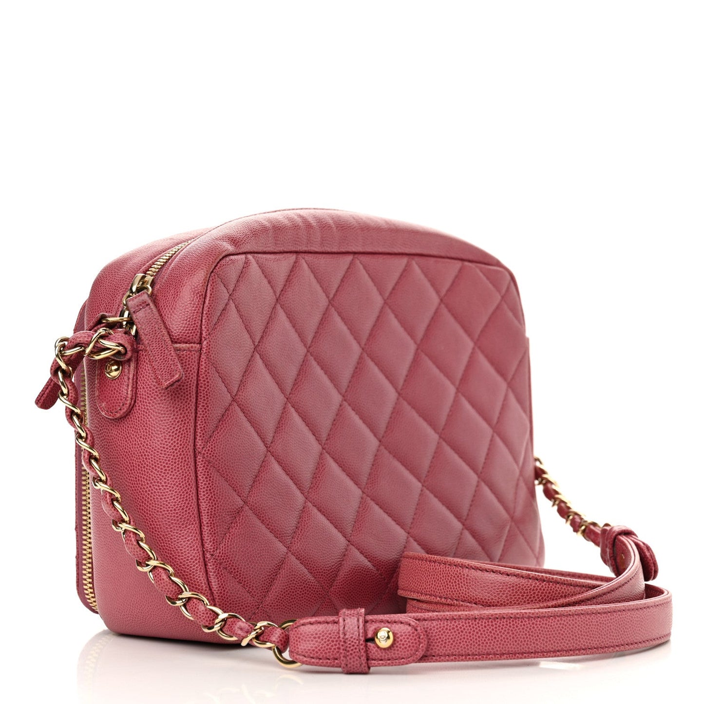 Caviar Quilted Medium Business Affinity Camera Case Dark Pink