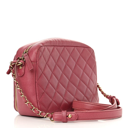 Caviar Quilted Medium Business Affinity Camera Case Dark Pink