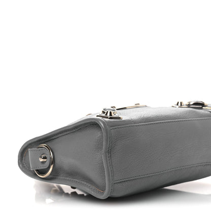 Chevre Silver Metallic Edge Hardware Mini City Bleu Acier