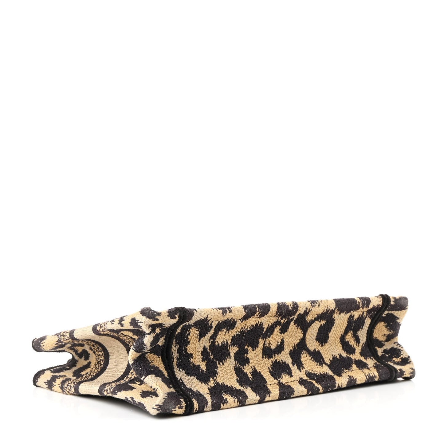Canvas Mizza Embroidered Mini Leopard Book Tote Beige