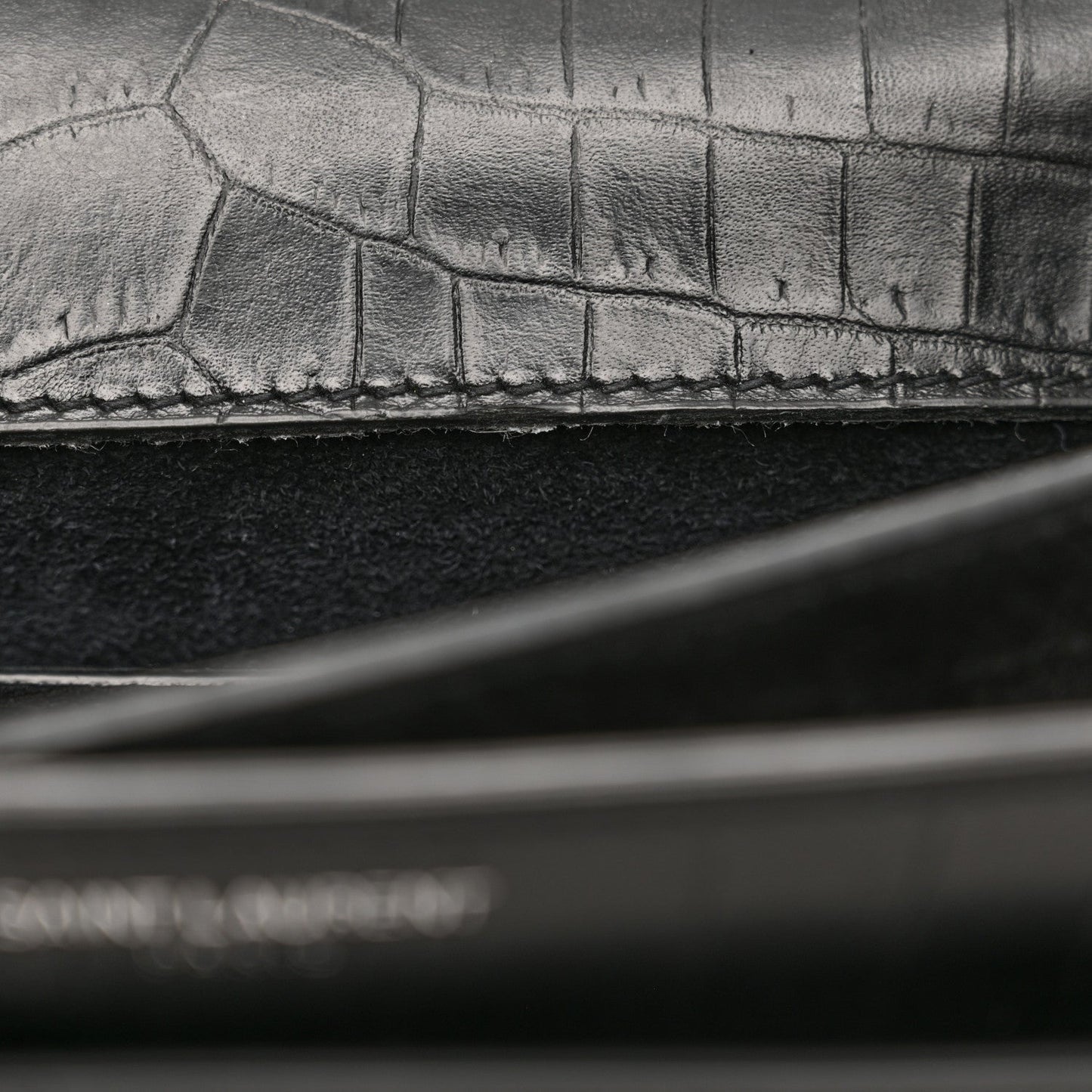 Calfskin Crocodile Embossed Medium Monogram Sunset Black