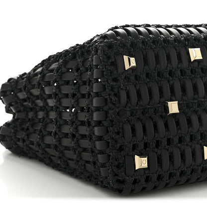Raffia Calfskin The Studio Box Tote Black
