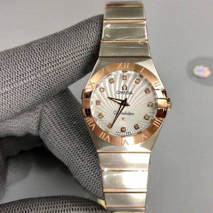 Omega Constellation 27mm Silver Pink Gold White Dial