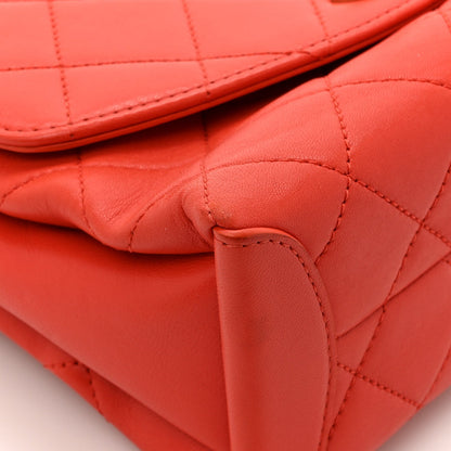 Lambskin Quilted Medium Trendy Spirit Top Handle Bag Orange