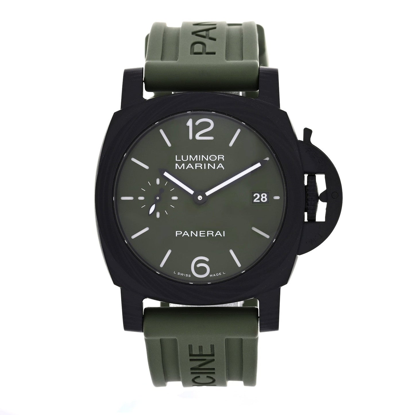 Carbon Rubber 40mm Luminor Quaranta Carbotech Automatic Watch Green PAM01526
