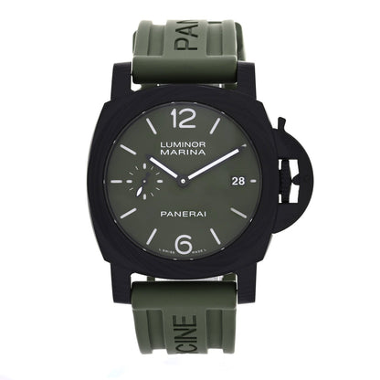 Carbon Rubber 40mm Luminor Quaranta Carbotech Automatic Watch Green PAM01526