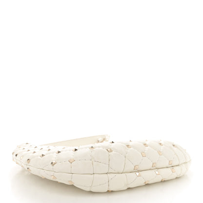 Nappa Small Rockstud Spike Hobo Ivory