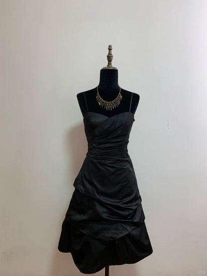 Black strapless fitted short ball gown R8683