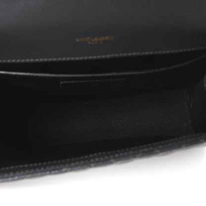 Grain De Poudre Textured Mixed Matelasse Triquilt Medium Monogram Satchel Dark Smog