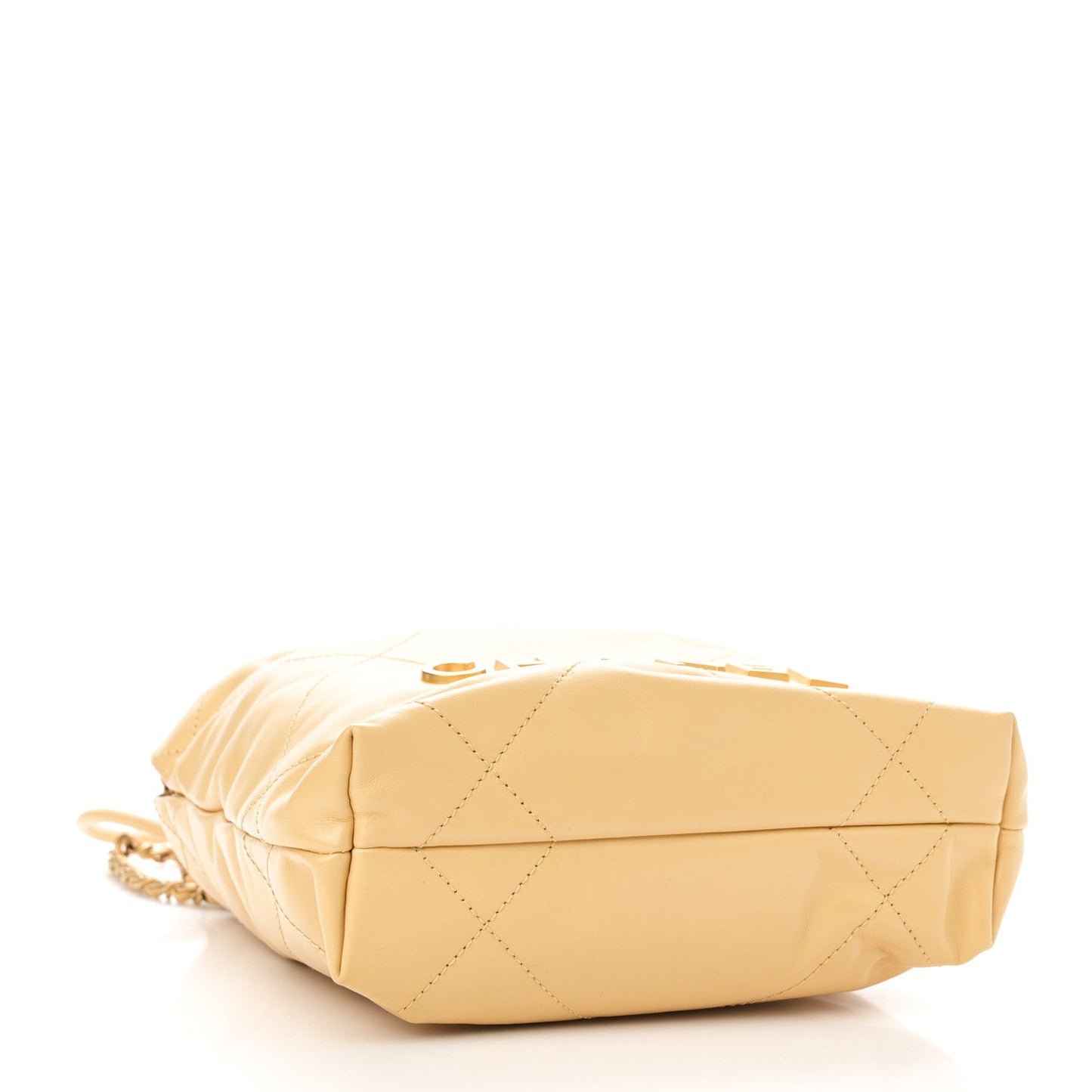 Shiny Calfskin Quilted Mini Chanel 22 Yellow