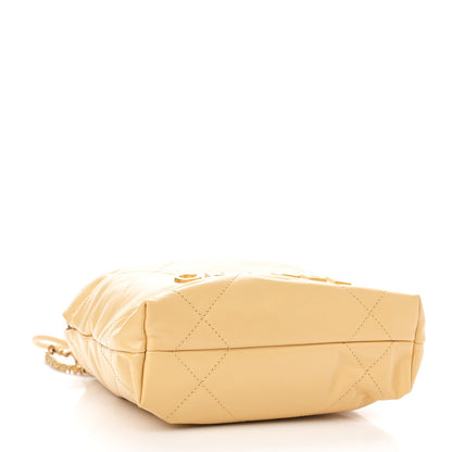 Shiny Calfskin Quilted Mini Chanel 22 Yellow