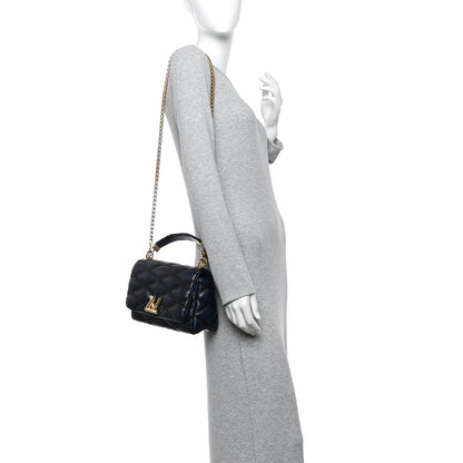 Lambskin Malletage Top Handle GO-14 MM Bleu Marine