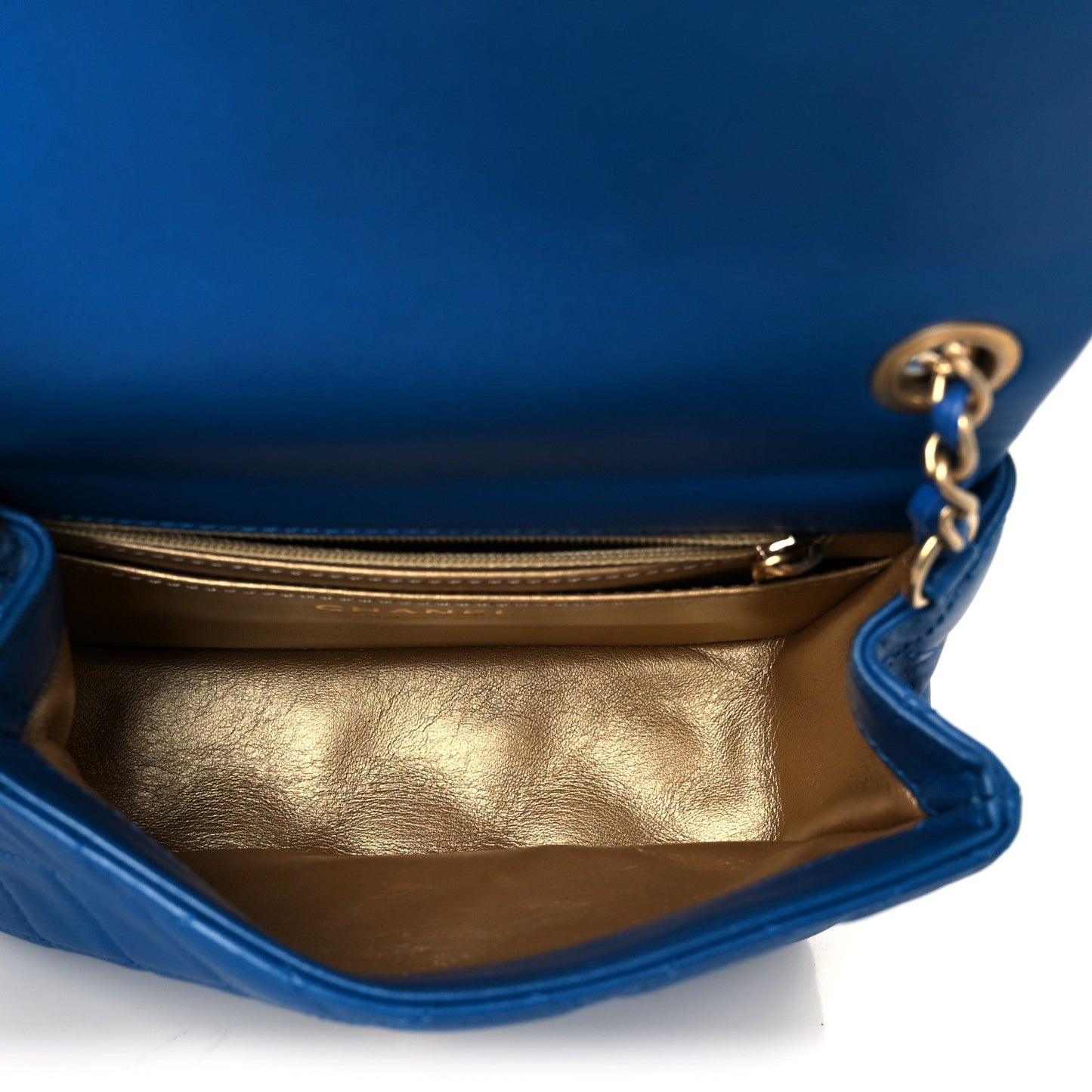 Lambskin Quilted Mini Pearl Crush Flap Blue