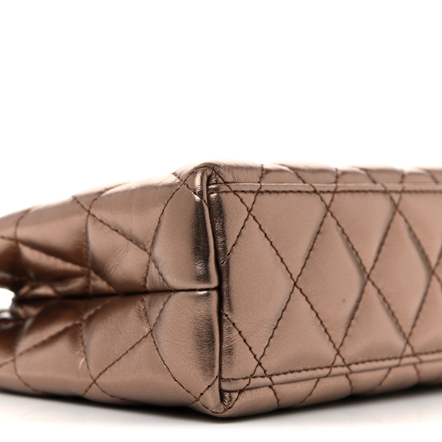 Metallic Aged Calfskin Quilted Nano Kelly Shopper Light Brown