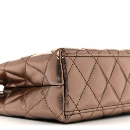 Metallic Aged Calfskin Quilted Nano Kelly Shopper Light Brown