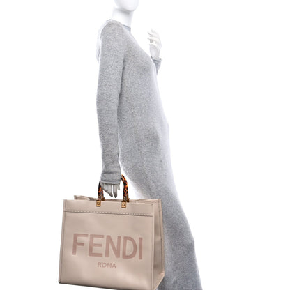 Vitello King Plexiglass Logo Embossed Large Fendi Sunshine Shopper Tote Light Rose