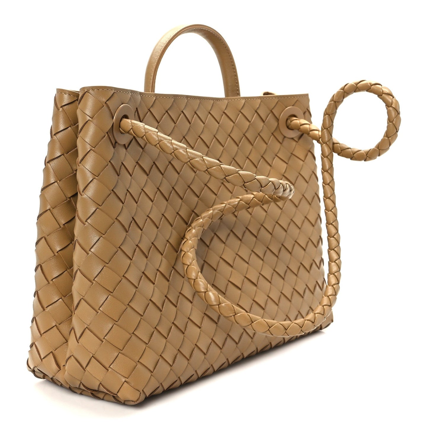 Nappa Intrecciato Medium Andiamo Shoulder Bag Dark Praline