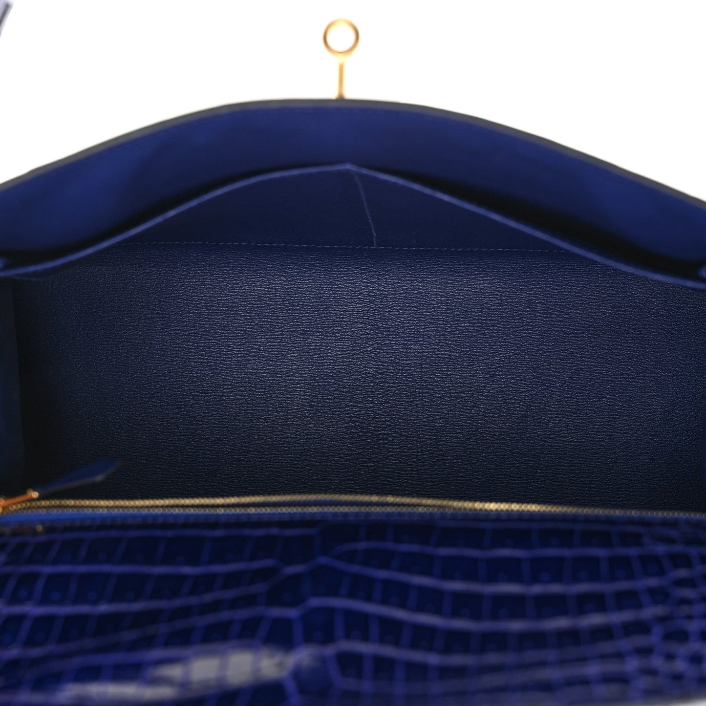 Shiny Porosus Crocodile Kelly Sellier 32 Bleu Electrique