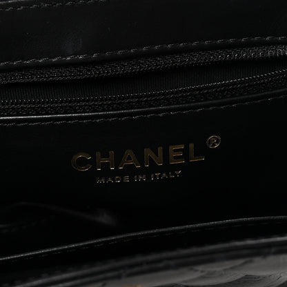 Shiny Aged Calfskin Quilted Nano Kelly Shopper Black
