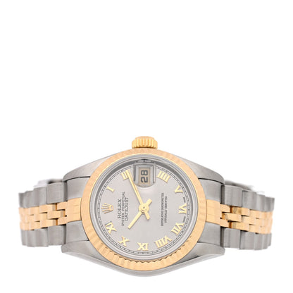 Stainless Steel 18K Yellow Gold Oyster Perpetual Datejust Watch Silver Roman 69173