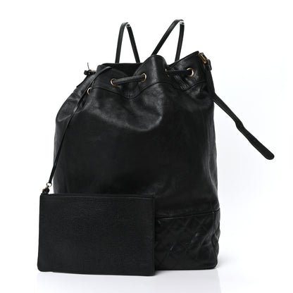Caviar Quilted Drawstring Backpack Black