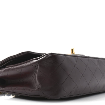 Lambskin Quilted Medium Double Flap Burgundy