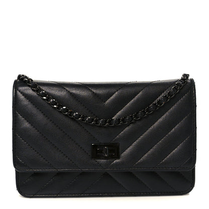 Sheepskin Chevron Reissue Wallet On Chain WOC So Black