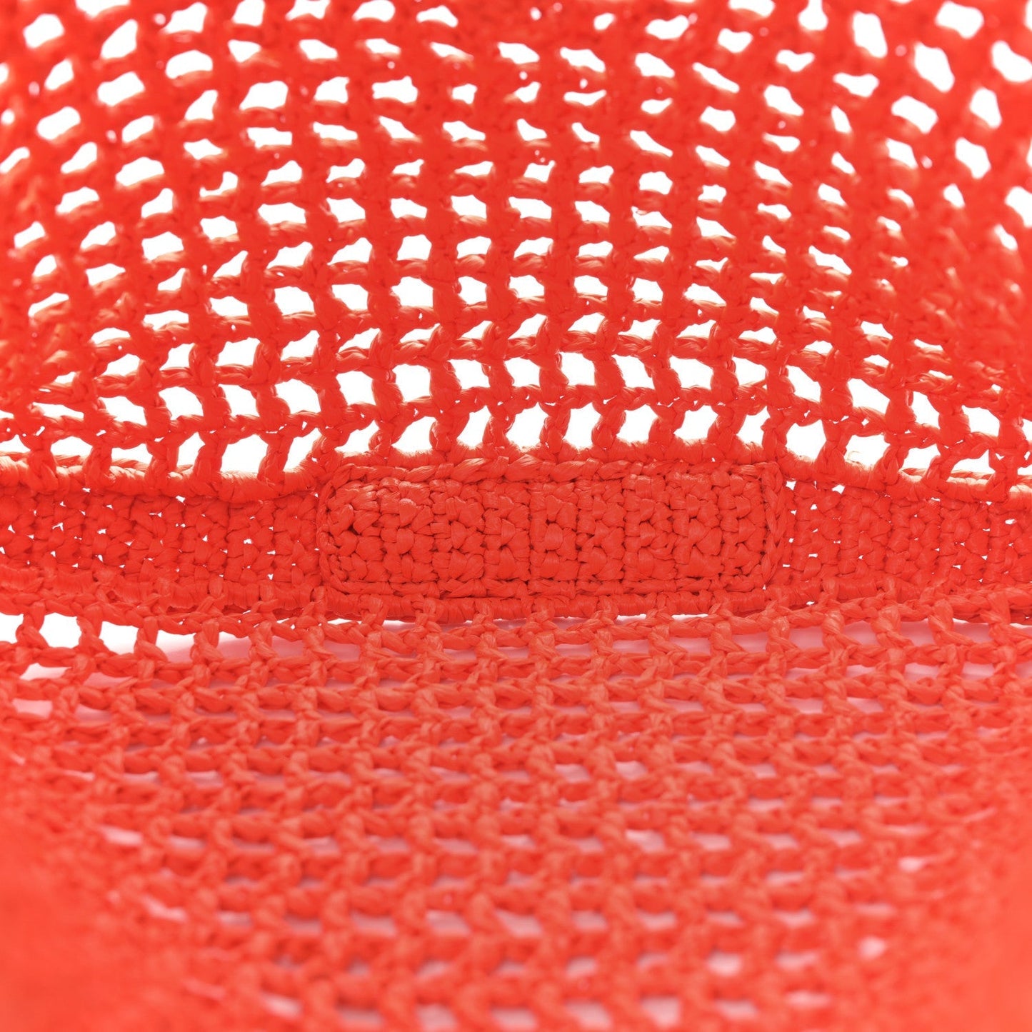 Yarn Raffia Effect Crochet Logo Embroidered Tote Bag Arancio