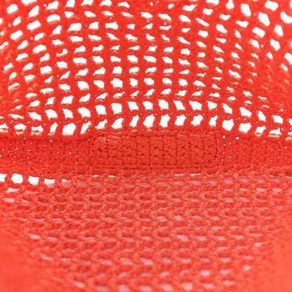 Yarn Raffia Effect Crochet Logo Embroidered Tote Bag Arancio
