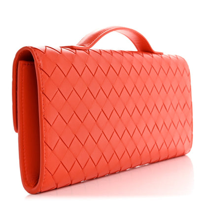 Nappa Intrecciato Long Andiamo Top Handle Clutch Orange