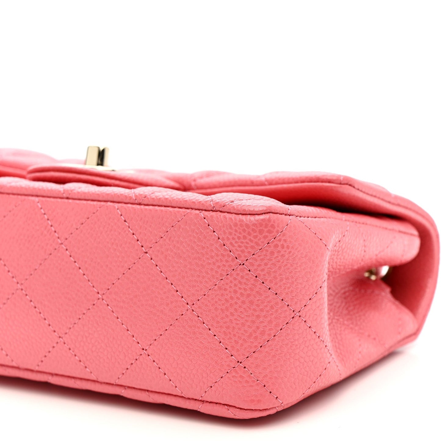 Iridescent Caviar Quilted Mini Rectangular Flap Pink