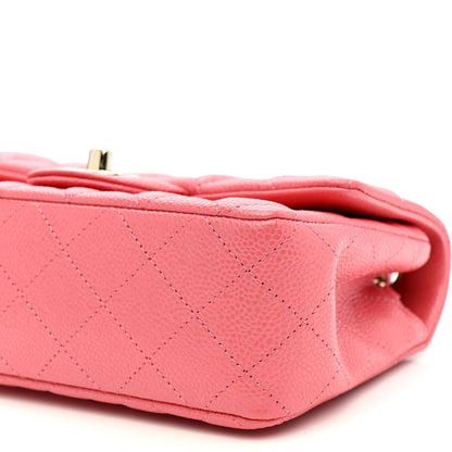 Iridescent Caviar Quilted Mini Rectangular Flap Pink