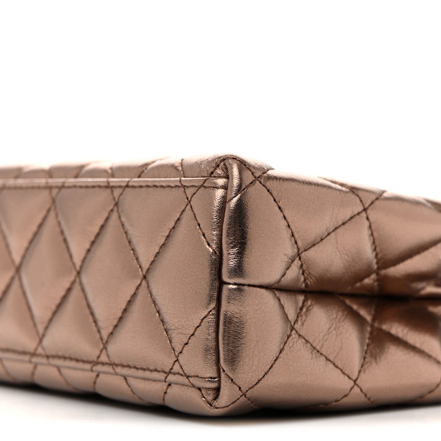Metallic Aged Calfskin Quilted Nano Kelly Shopper Light Brown