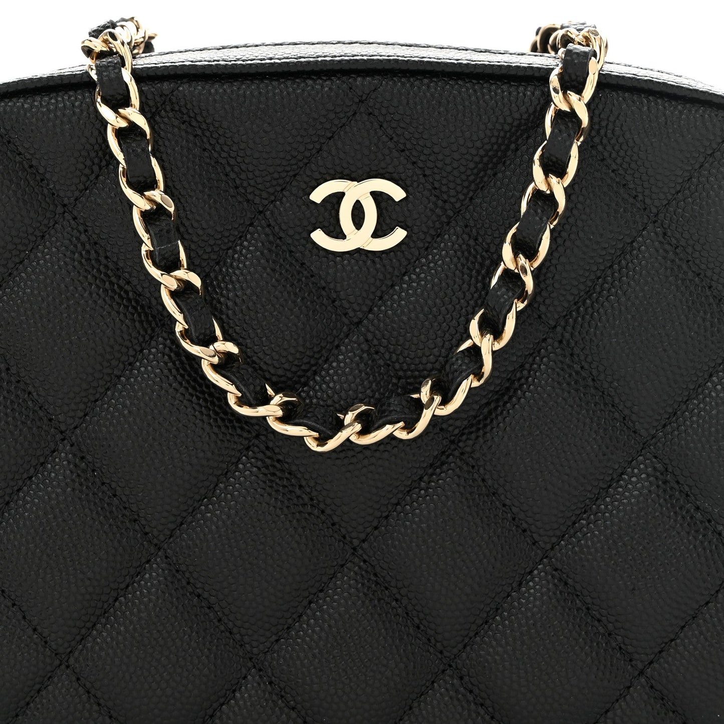 Caviar Quilted Vanity With Chain Black
