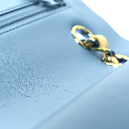 Lambskin Quilted Medium Double Flap Yellow Blue
