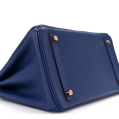 Taurillon Novillo Matte Alligator Birkin Touch 30 Bleu Saphir Bleu Marine