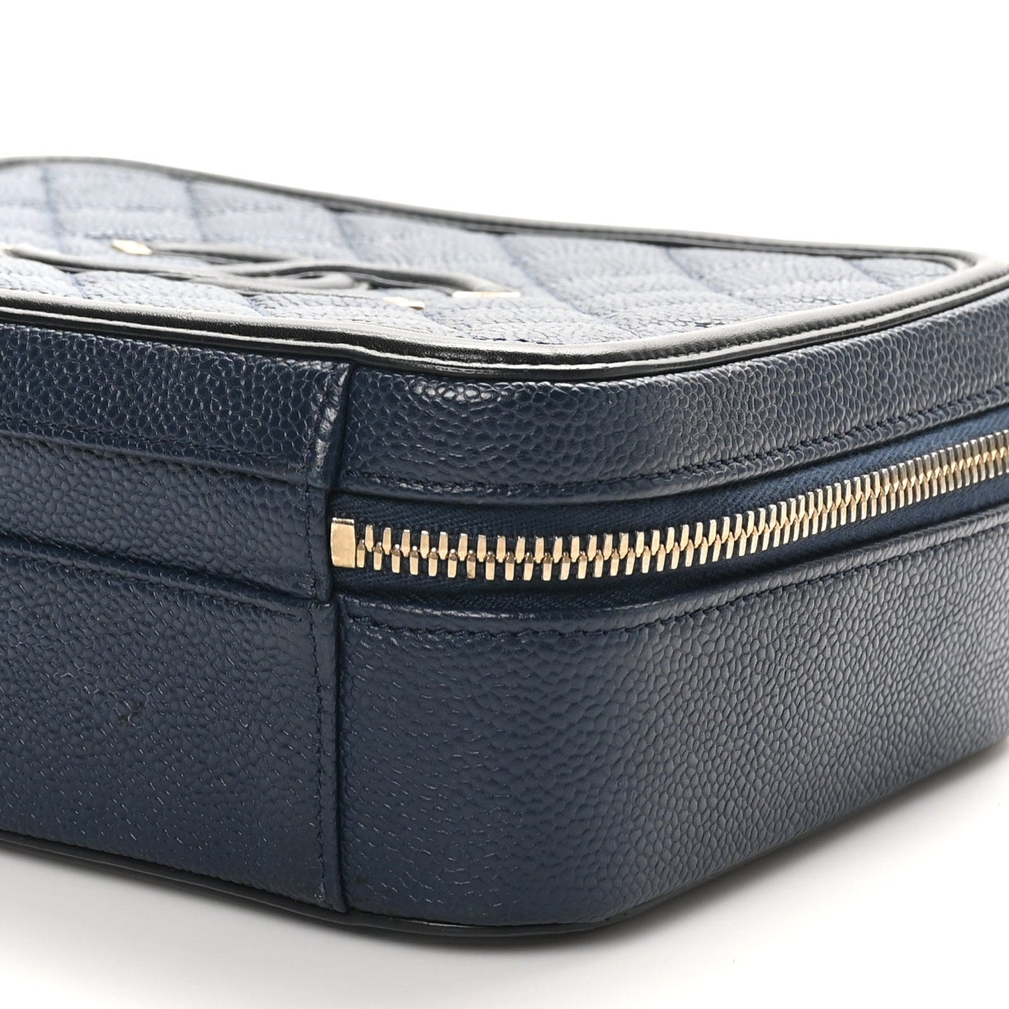 Caviar Quilted Medium CC Filigree Vanity Case Navy Black