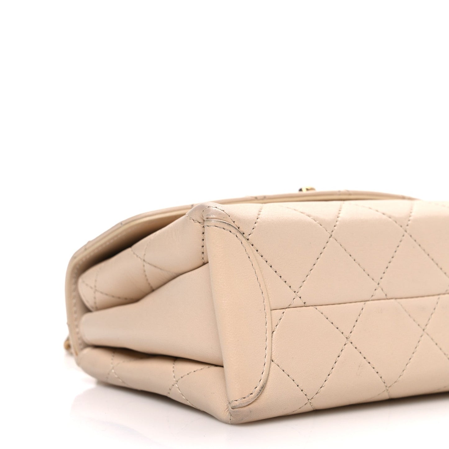 Lambskin Quilted Small Trendy Spirit Top Handle Bag Beige