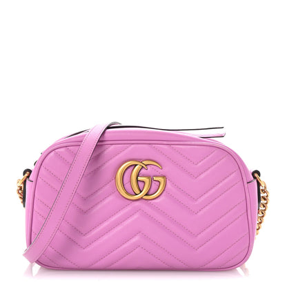 Calfskin Matelasse Small GG Marmont Chain Shoulder Bag Candy Mousse