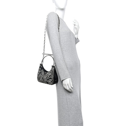 Lambskin Embellished Crystal Mini T-Bar Bag Black