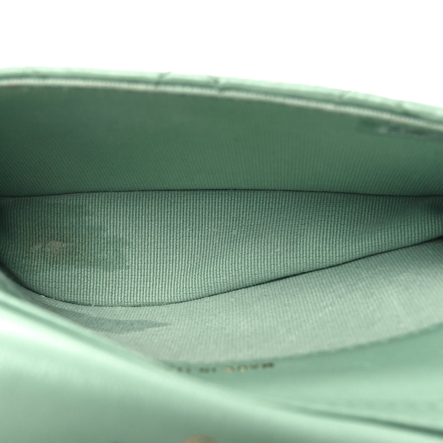 Lambskin Resin Quilted Mini Heart Flap Light Green