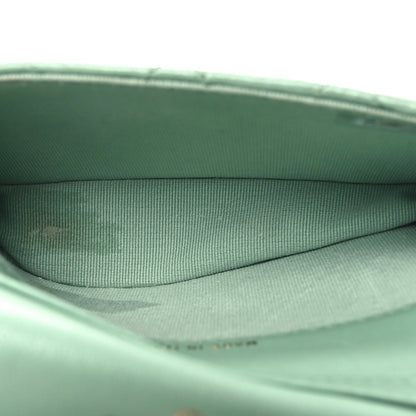 Lambskin Resin Quilted Mini Heart Flap Light Green