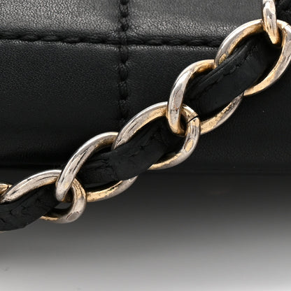 Calfskin Stitched Chocolate Bar Shopping Tote Black