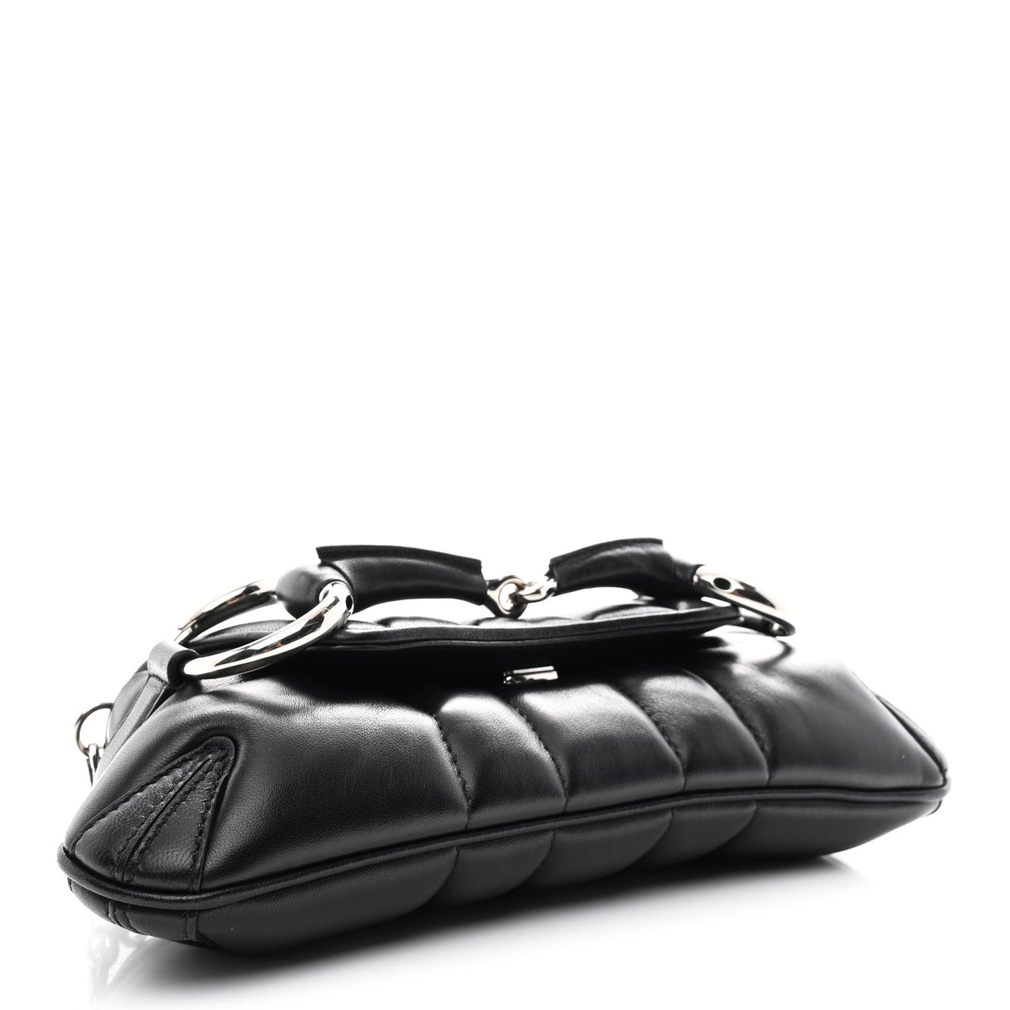 Nappa Vertical Matelasse Small Maxi Horsebit Chain Shoulder Bag Black