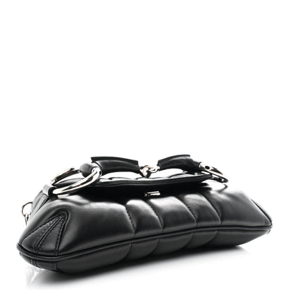 Nappa Vertical Matelasse Small Maxi Horsebit Chain Shoulder Bag Black