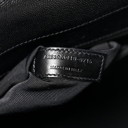 Grain De Poudre Textured Mixed Matelasse Large Triquilt Monogram Monochrome Satchel Black